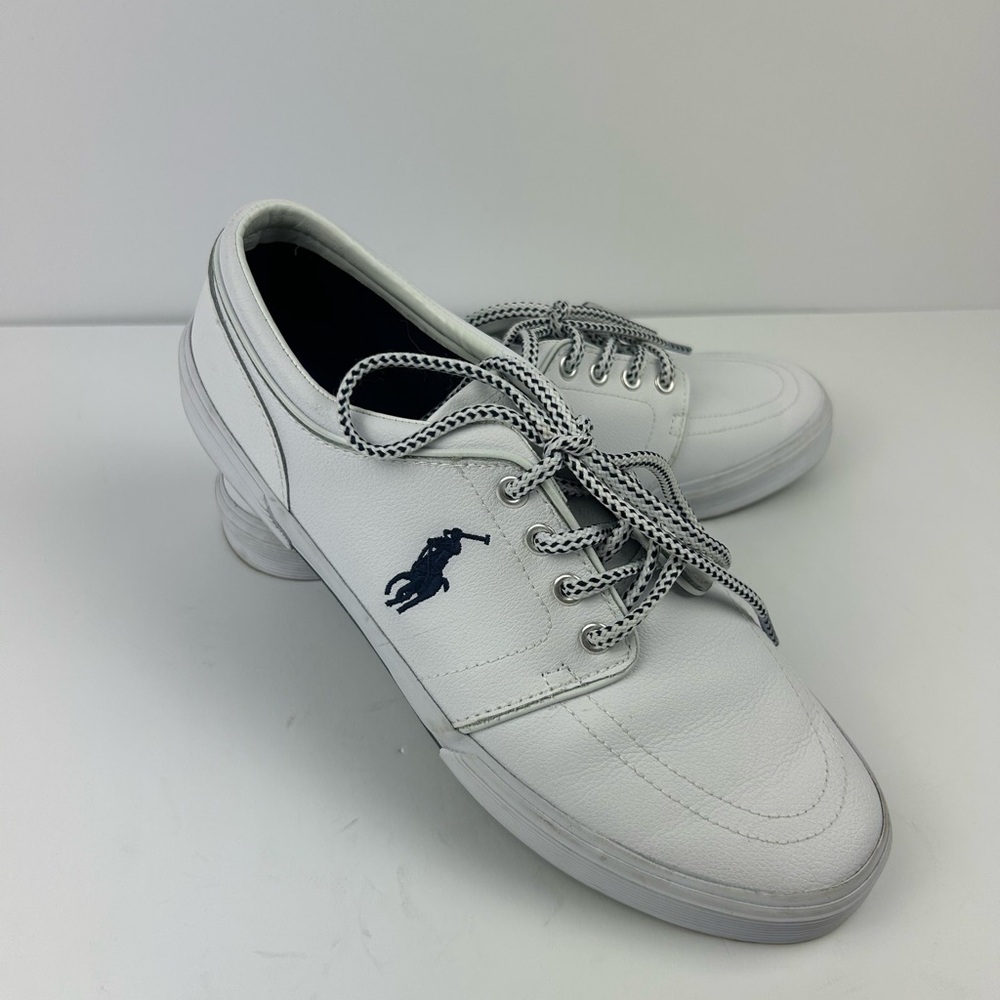 Polo Ralph Lauren Faxon Low White Leather Sneakers Men’s Sz 10.5 Casual Classic
